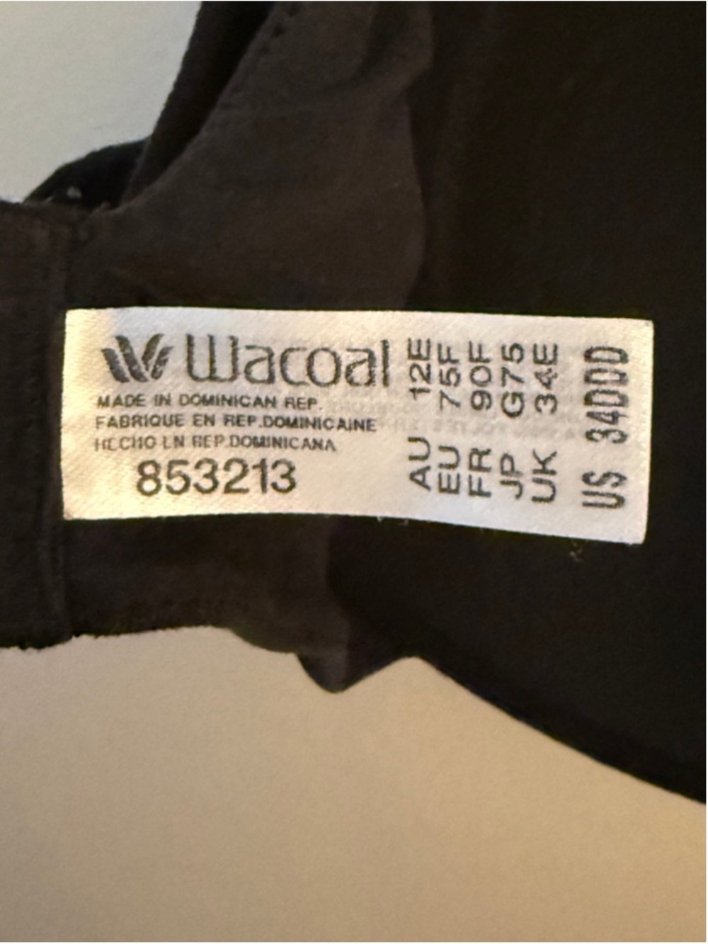 Wacoal Perfect Primer Underwire T-Shirt Bra Black 34DDD EUC - Picture 7 of 7